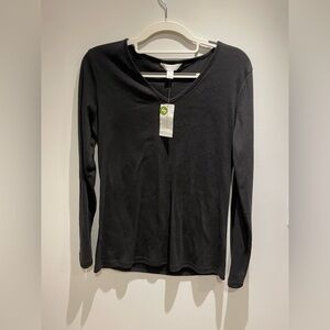 Charter Club Classic Black V-Neck Pajama Top